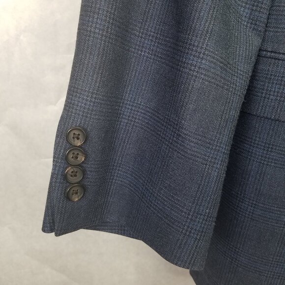 LRL Ralph Lauren Men's Sport Coat Blazer Size 42L Blue Grey Windowpane Silk Wool - Picture 7 of 16
